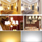 Room scenes showing warm white and white lighting from the LED bulb
