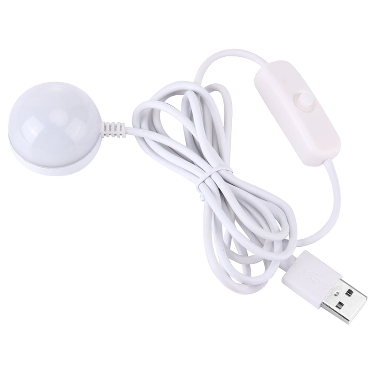 White LED puck light with long cord and USB plug