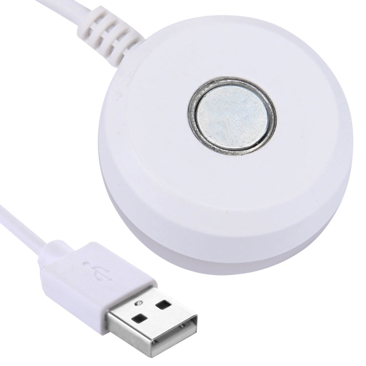 LED puck lamp with circular metal insert and USB connector cable