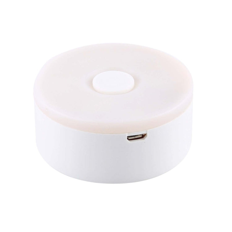 White round USB rechargeable LED night light with top oval button