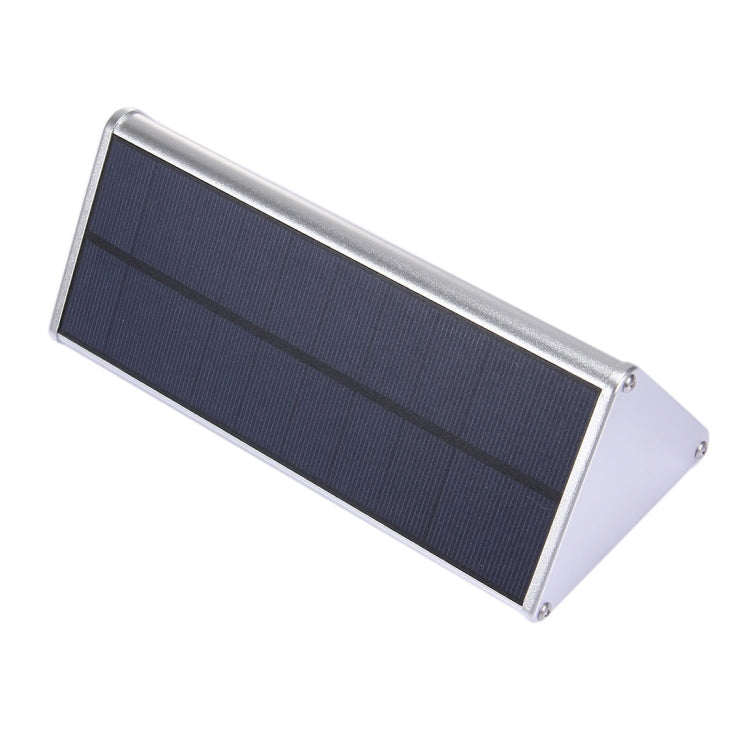 Triangular solar wall light, silver frame with dark-blue solar panel