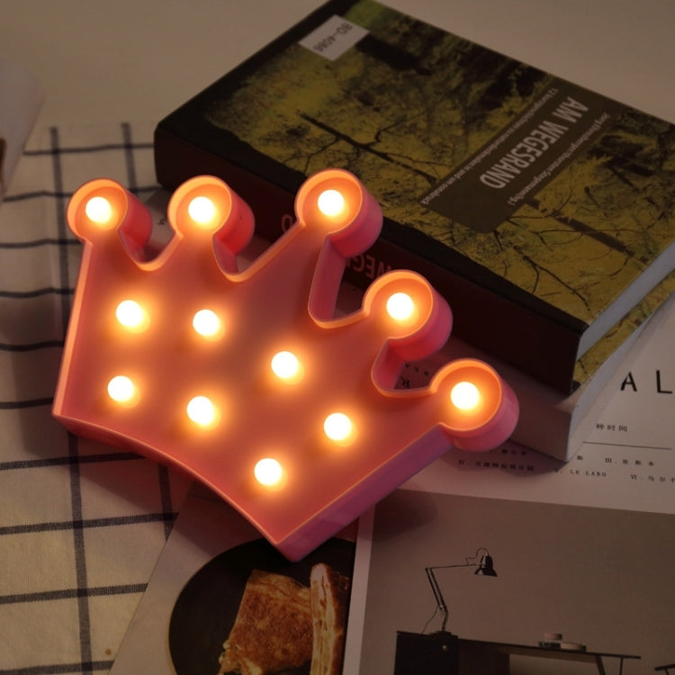 Pink crown battery table lamp night light with glowing LED bulbs