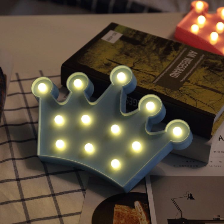 Blue crown battery table lamp night light with glowing LED bulbs