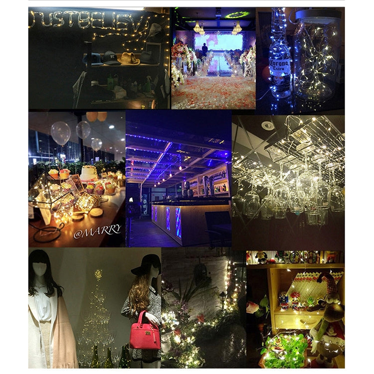 LED fairy string lights for party and storefront decoration, glowing wire clusters