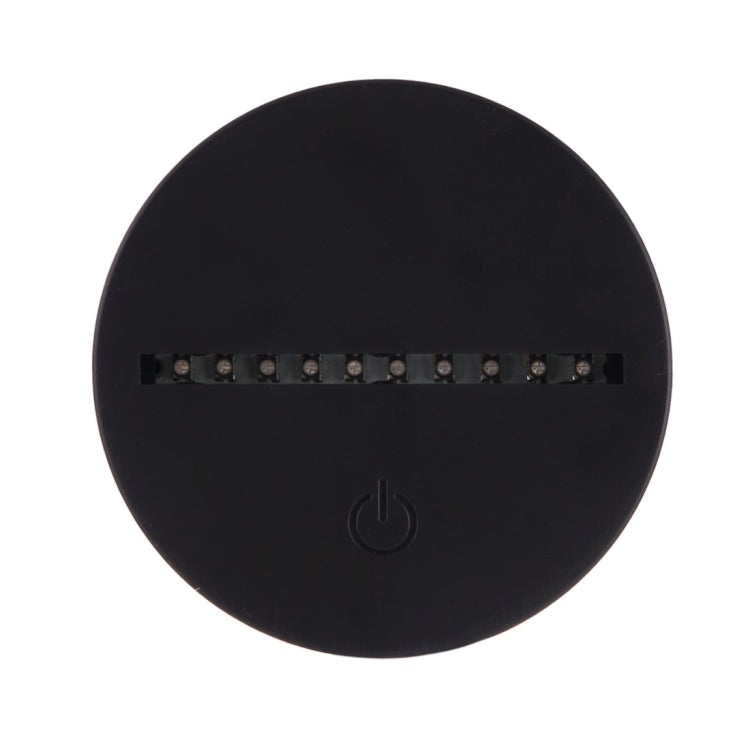 Round black desk lamp base with power icon and visible LED strip edge