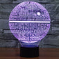 Death Star-style desk lamp with purple glow, spherical circuit pattern