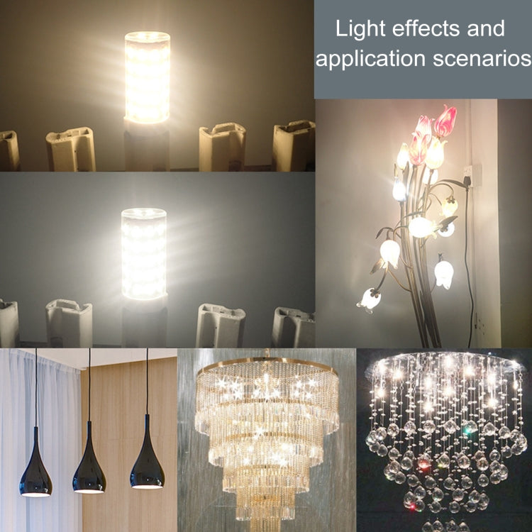 Warm white BA15S LED bulb shown lit, 63 SMD chips visible through clear lens