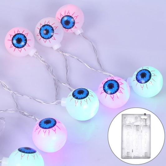 Eyeball LED fairy light string with pastel pink and white bulbs on wire