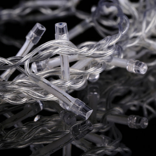 Transparent ice bar LED bulbs on a clear wire strand