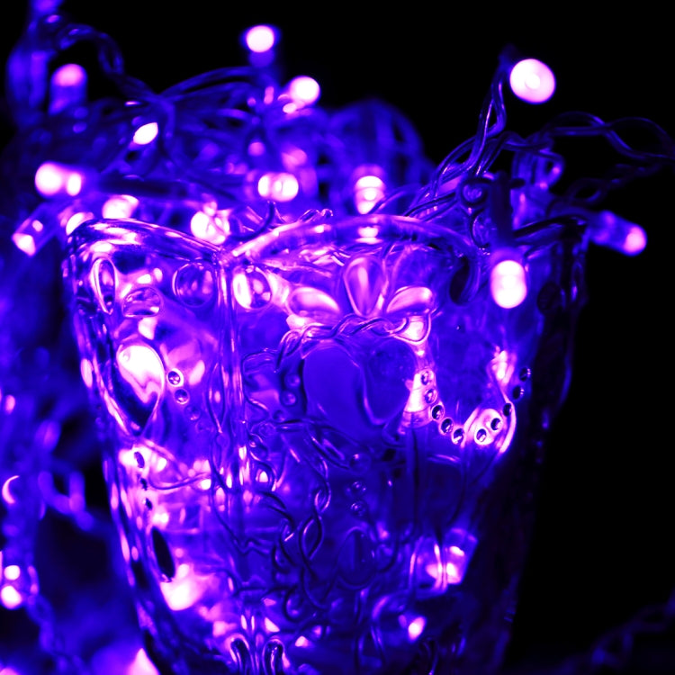 Purple LED icicle-style string lights with clear plastic bars, 96 light points