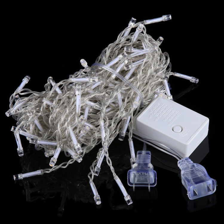 Clear LED icicle string lights with inline controller box and US plug, 3.5 m