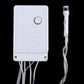 White multi-function controller for LED string lights with press button and wire leads