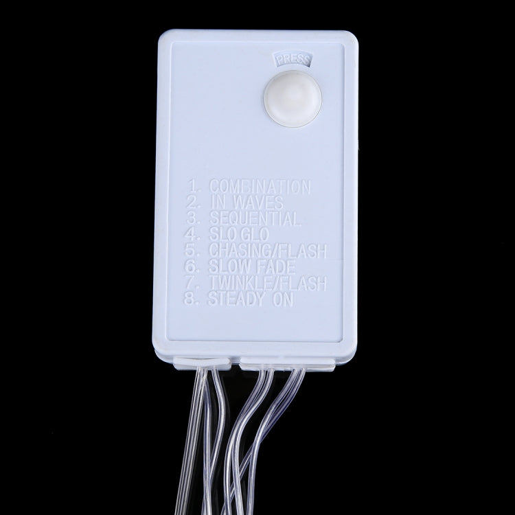 LED curtain light controller with press button and preset light modes.