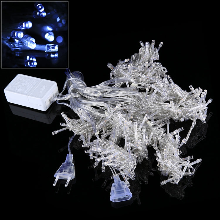 LED curtain string lights set with clear bulbs and controller box