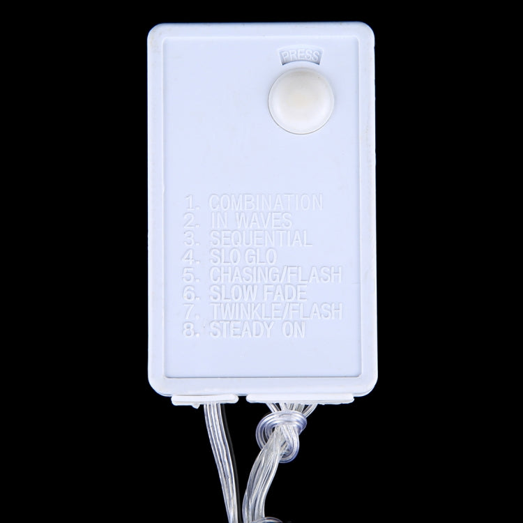 White LED string light controller with button and labeled settings