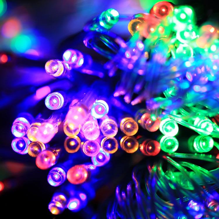 Colorful multicolor LED string lights with glowing round bulbs