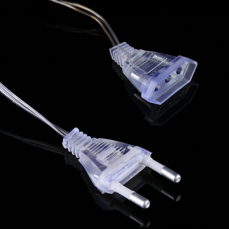 Transparent end-joint connector with two-prong lead for EU string lights