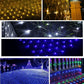 Reticular LED string lights with bright points across a display in multiple colors