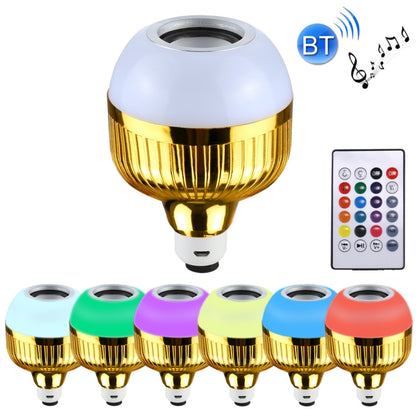 LED music light bulb in white and gold with BT remote and hanging hook