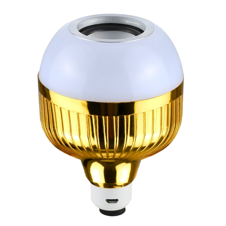 White-and-gold LED music light bulb with ribbed gold base