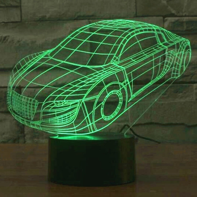 Car-shaped wireframe desk lamp, green glow with round headlights and side stripes