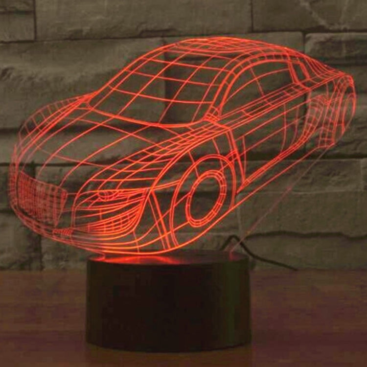 Car-shaped wireframe desk lamp, red glow with round headlights and side stripes