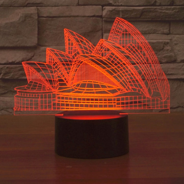 Sydney Opera House style LED desk lamp with red glowing architectural outline