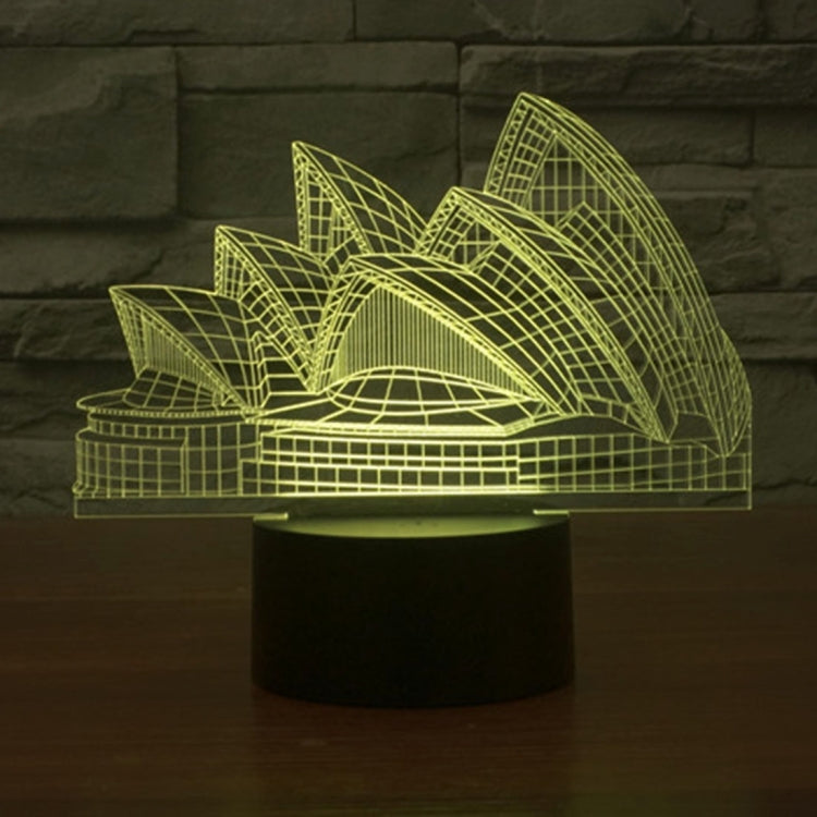 Sydney Opera House style LED desk lamp with yellow glowing architectural outline