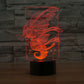 Red glowing hippocampus 3D desk lamp design on clear panel
