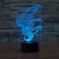 Blue glowing hippocampus 3D desk lamp design on clear panel