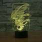 Yellow glowing hippocampus 3D desk lamp design on clear panel