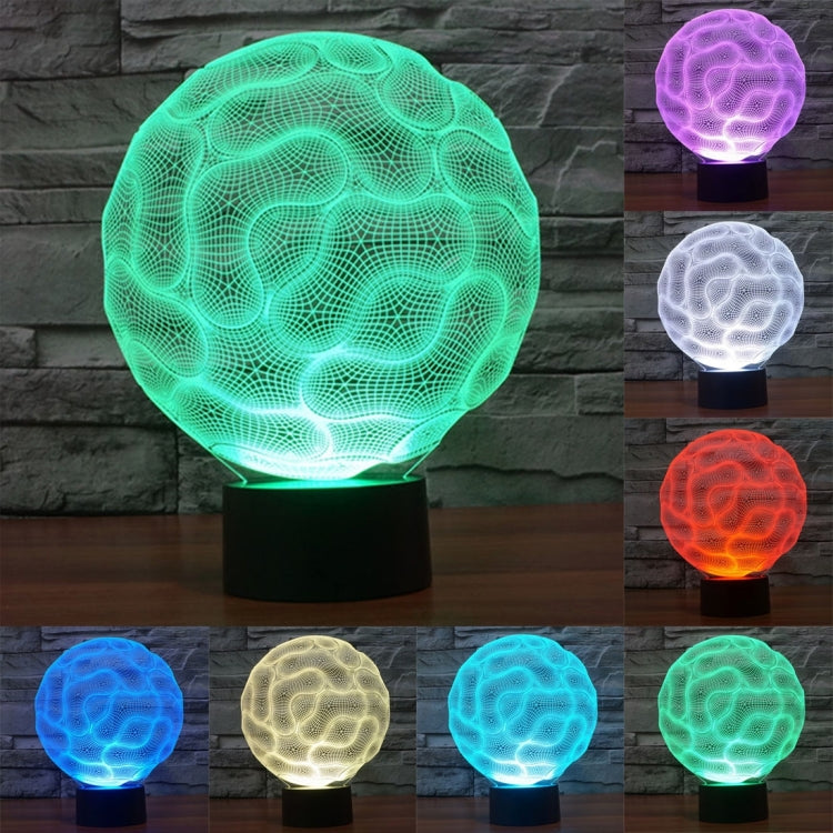 Brain-shaped LED desk night light with green glowing mesh design and black base