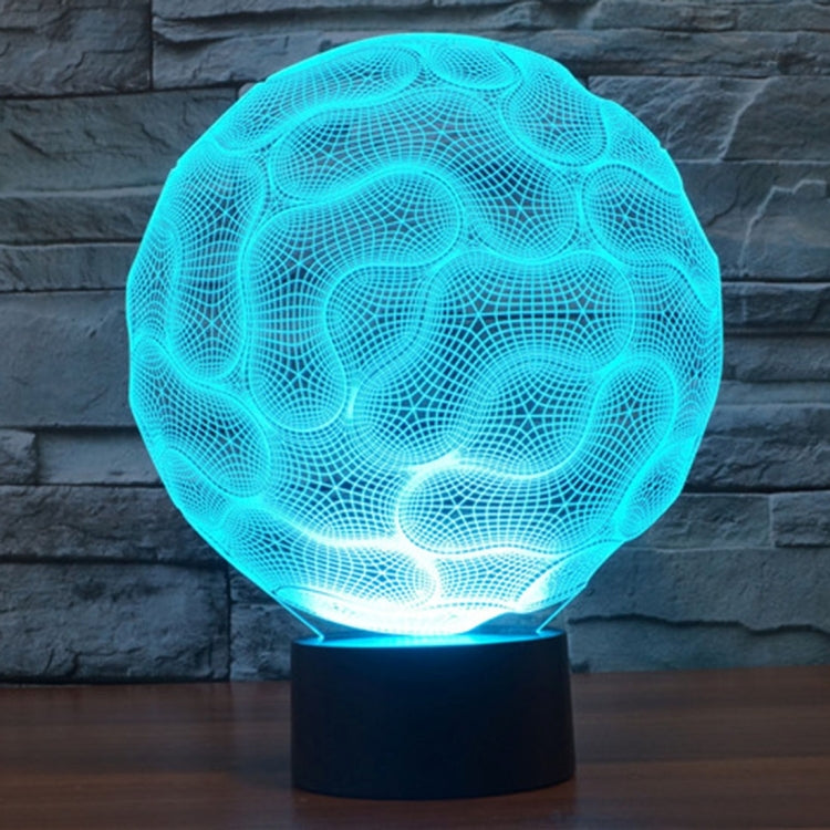 Brain-style desk night lamp with glowing cyan wireframe pattern and black base