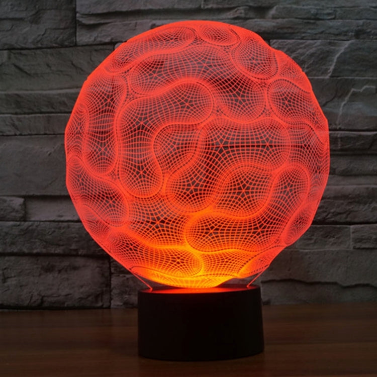 Brain-shaped LED desk night light with red glowing mesh design and black base