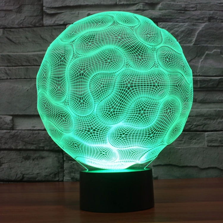 Brain-shaped LED desk night light with green glowing brain mesh and black base