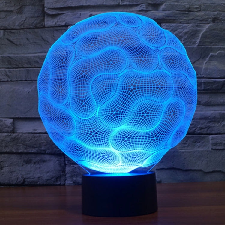 Brain-shaped LED desk night light with blue glowing brain mesh and black base