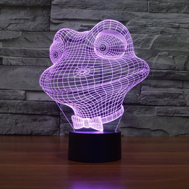 Frog-shaped desk lamp with glowing purple wireframe design on a black base