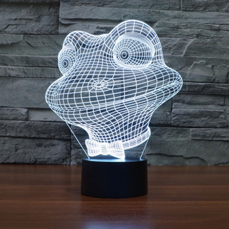 Frog-shaped desk lamp with glowing white wireframe design on a black base