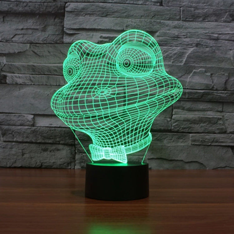 Green wireframe frog lamp with black base, glowing front view