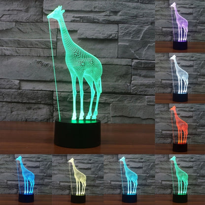 Giraffe-shaped 3D desk night light with multicolor glow on black base