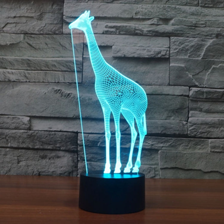 Giraffe-shaped LED night light desk lamp with blue glow and black base