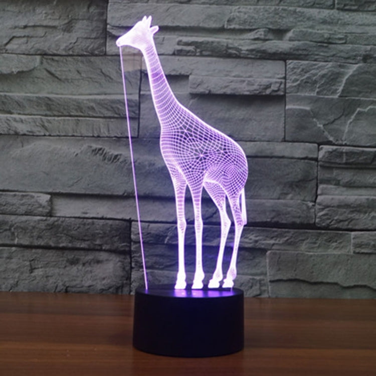 Giraffe-shaped LED night light desk lamp with purple glow and black base