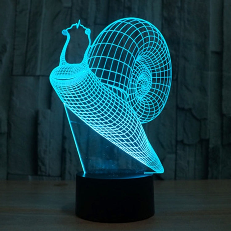 Snail-shaped 3D wireframe desk lamp night light, blue grid glow, round black base