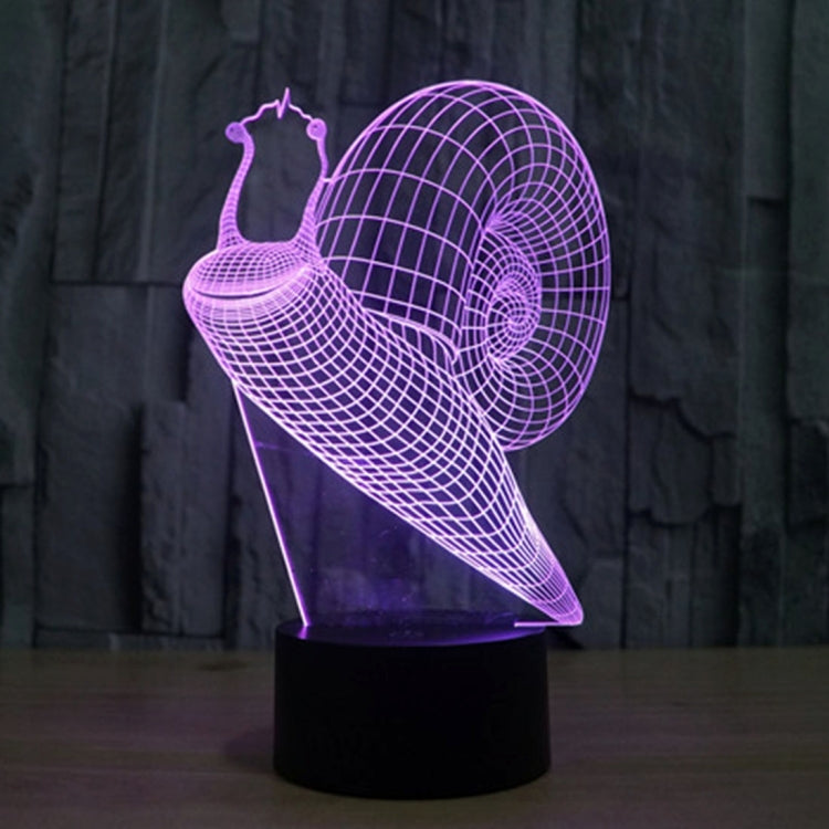 Snail-shaped 3D wireframe desk lamp night light, purple grid glow, round black base