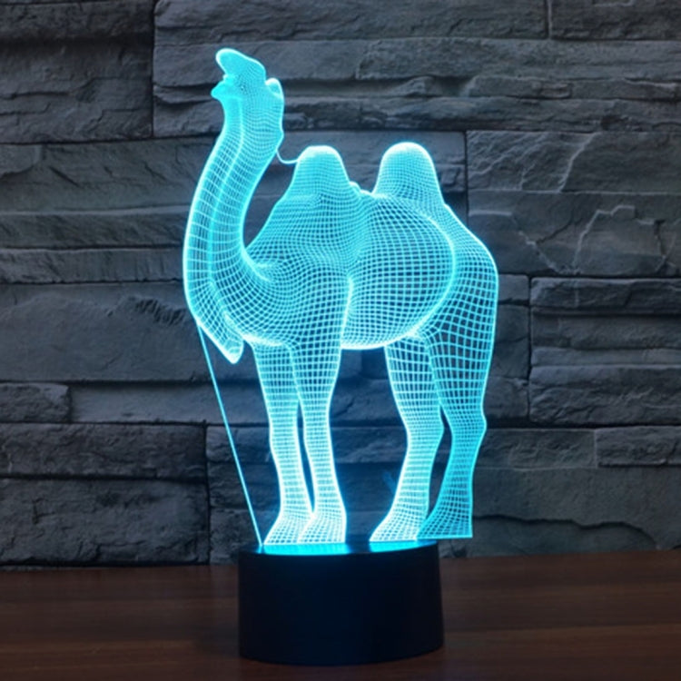 Camel night light desk lamp with glowing teal wireframe and black base