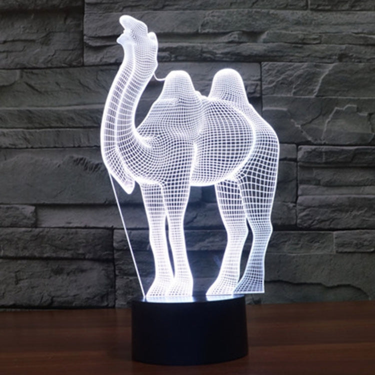 Camel night light desk lamp with glowing white wireframe and black base