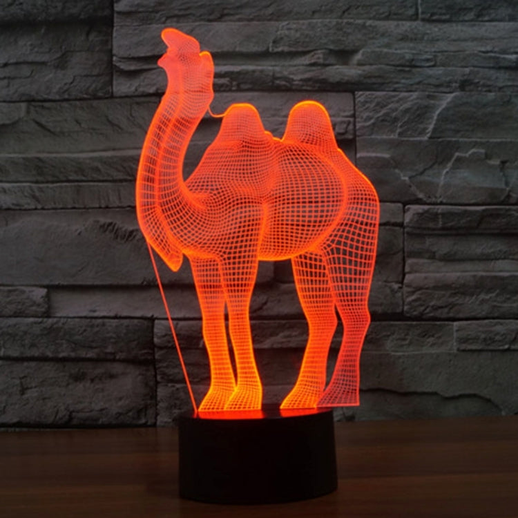 Camel wireframe LED night light on black base, orange glow