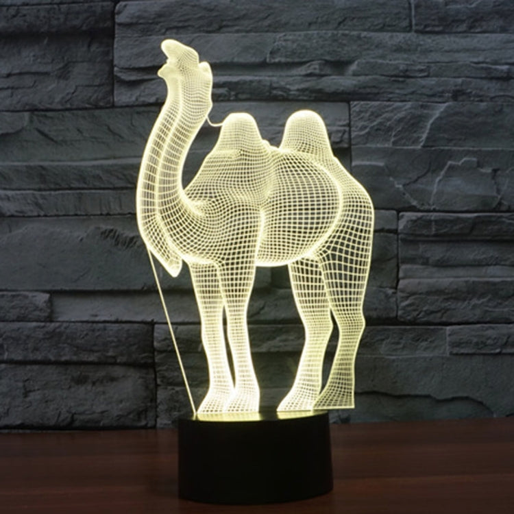 Camel wireframe LED night light on black base, warm white glow