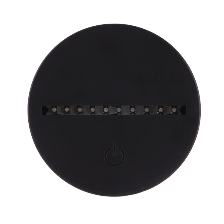 Alien-style desk lamp top view, black circular control panel with LED strip window
