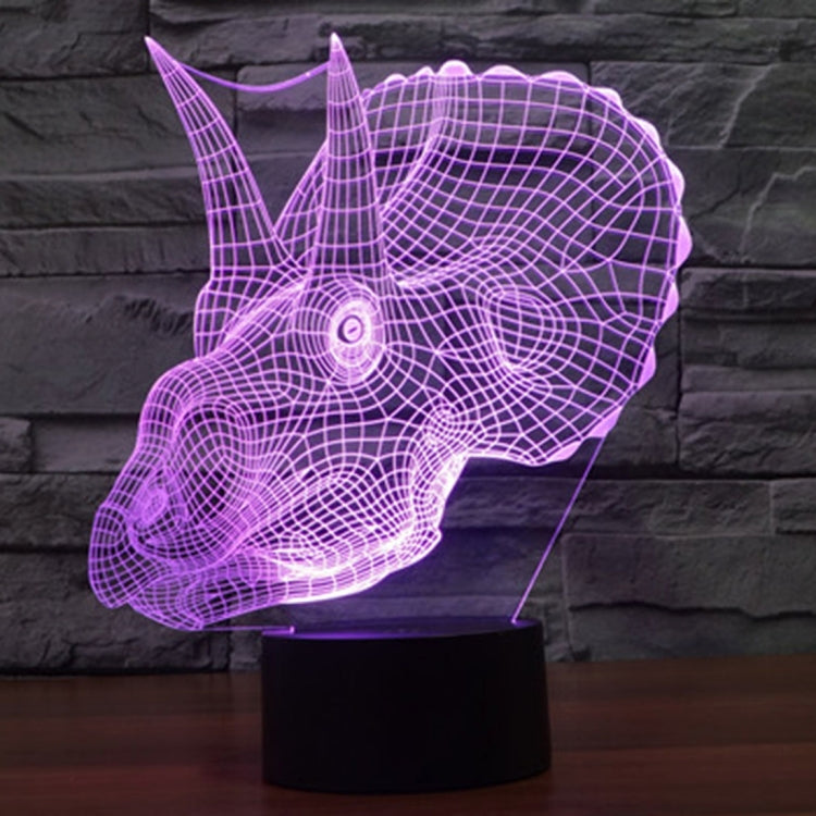 Dinosaur-shaped LED desk night lamp with purple wireframe glow